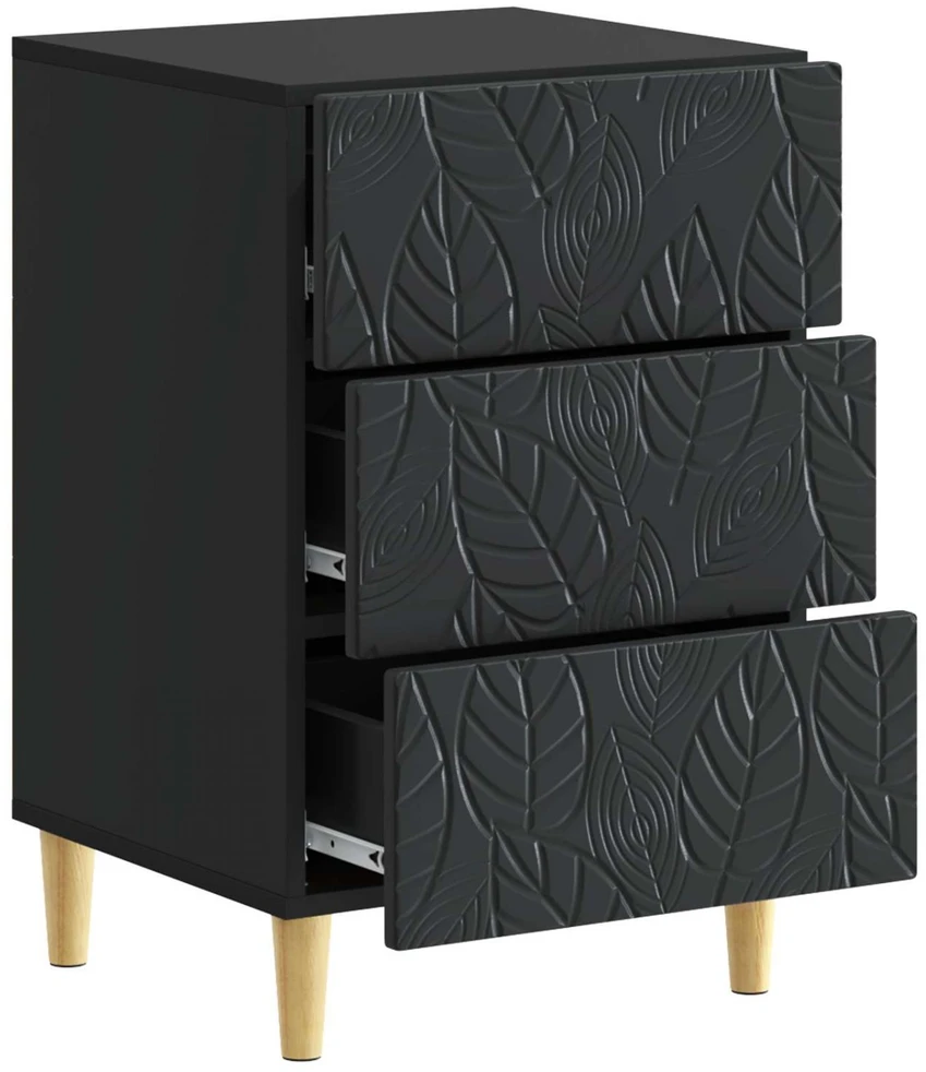 Naktinis staliukas Juoda 43 x 39,5 x 66,5 cm Apdirbta mediena