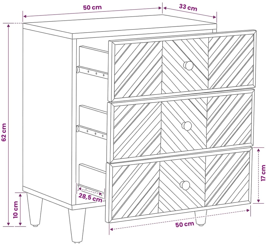 Naktinis staliukas Ruda 50 x 33 x 60 cm Kietas mango medis