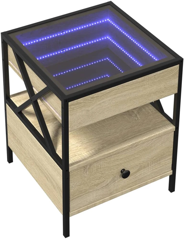 Naktinis staliukas su Infinity LED, ąžuolo, 40x40x51cm