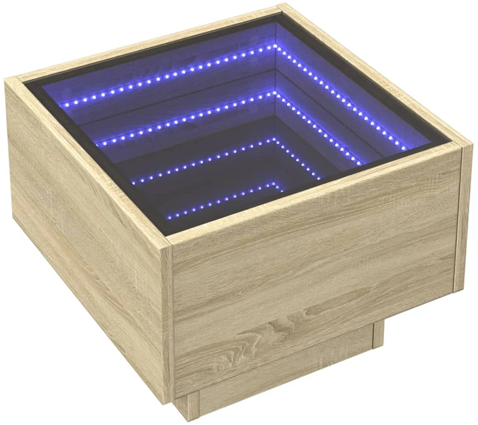 Naktinis staliukas su Infinity LED, ąžuolo, 40x40x30cm
