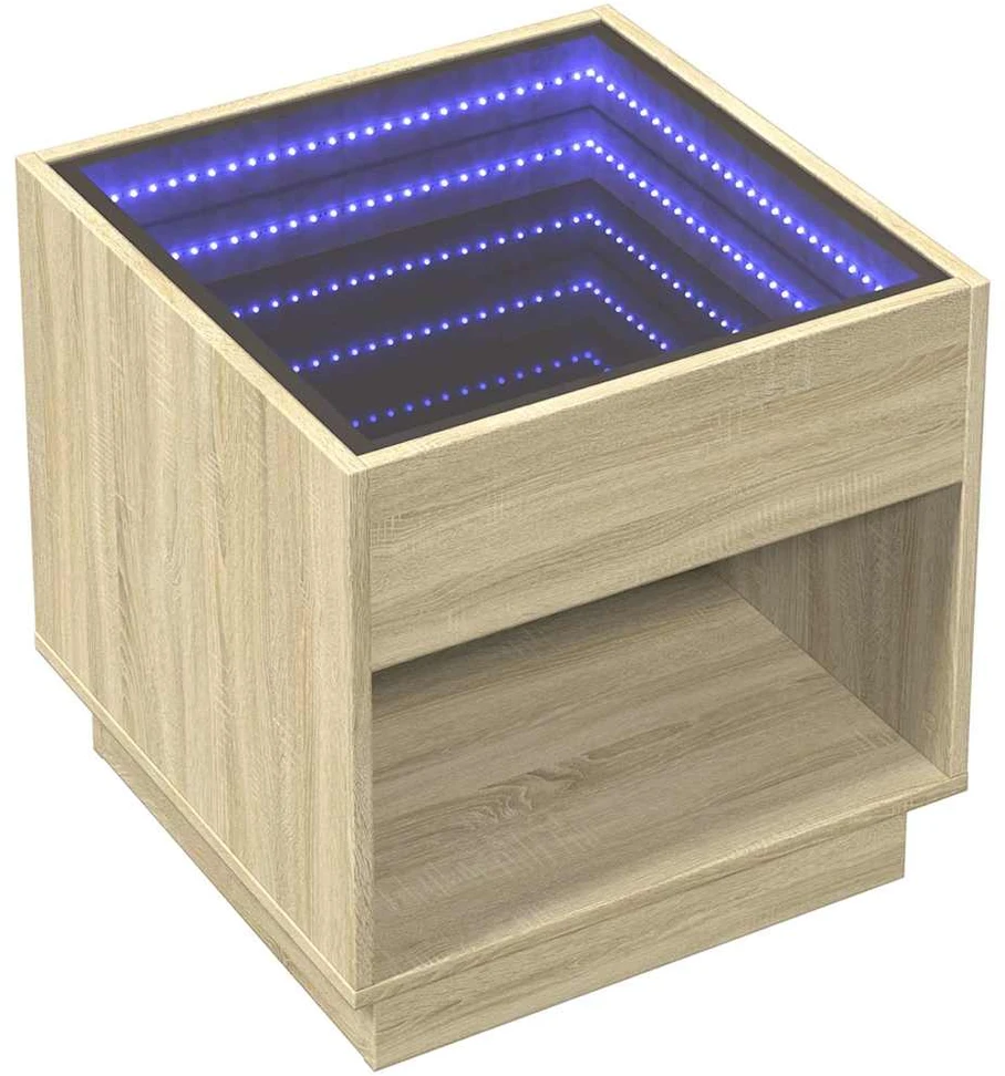 Naktinis staliukas su Infinity LED, ąžuolo, 50x50x50cm