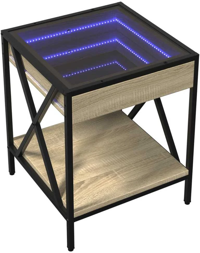 Naktinis staliukas su Infinity LED, ąžuolo, 40x40x49cm