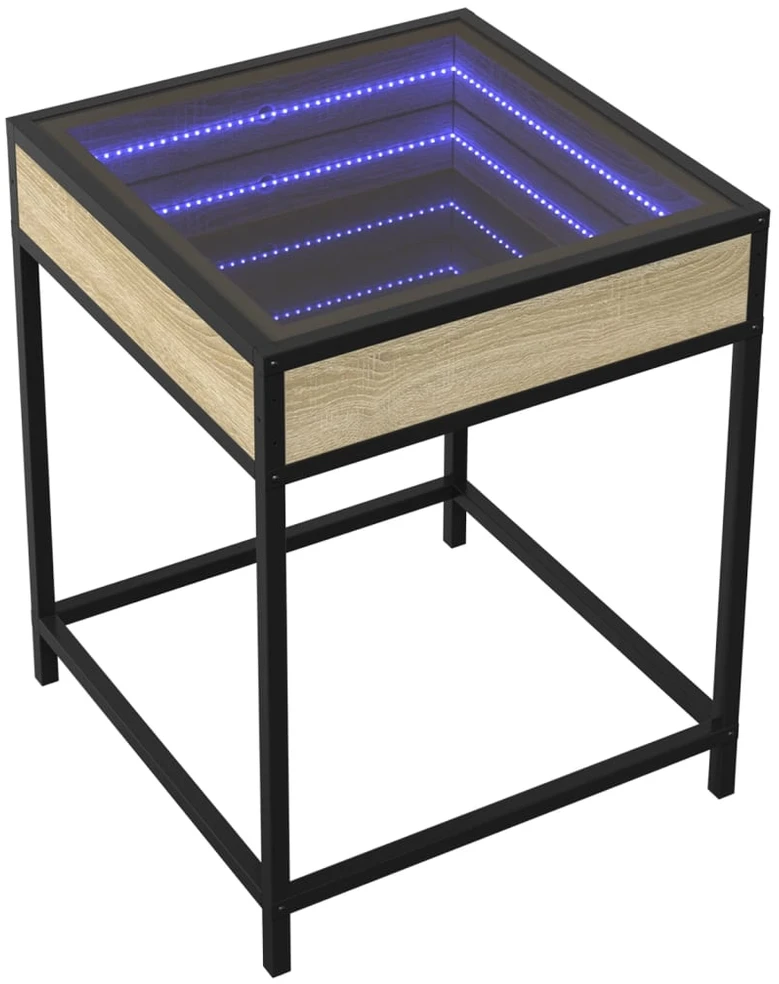 Naktinis staliukas su Infinity LED, ąžuolo, 40x40x51cm