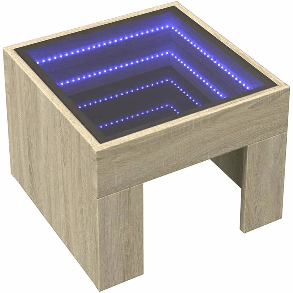 Naktinis staliukas su Infinity LED, ąžuolo, 40x40x30cm