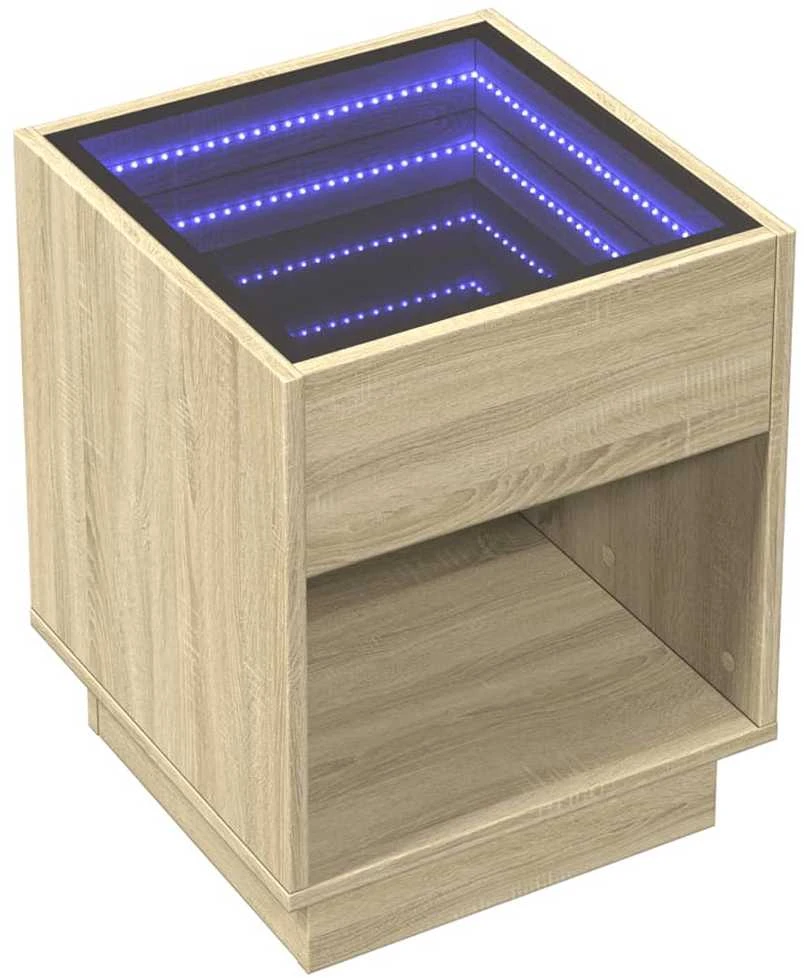 Naktinis staliukas su Infinity LED, ąžuolo, 40x40x50cm