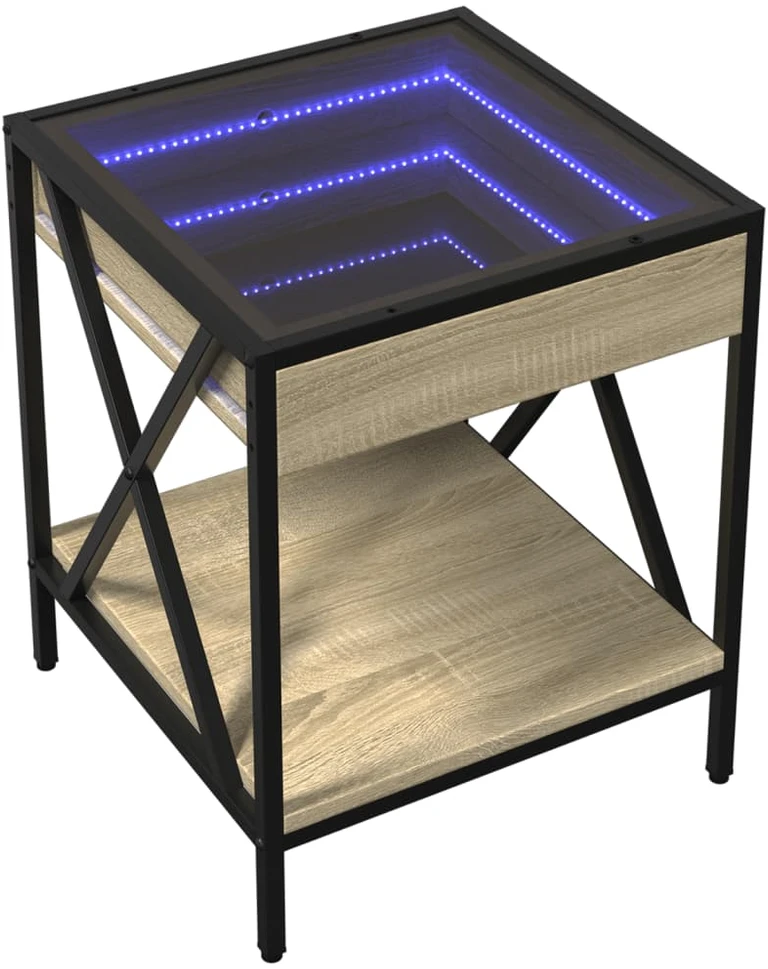 Naktinis staliukas su Infinity LED, ąžuolo, 40x40x49cm