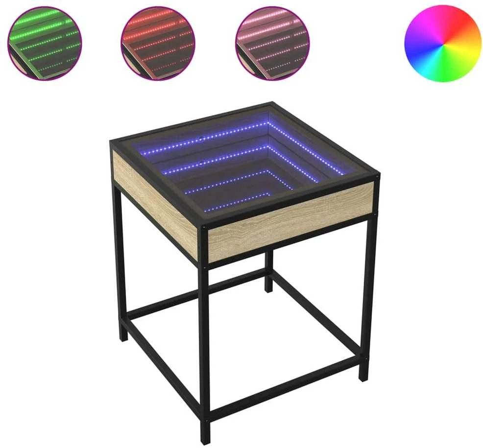 Naktinis staliukas su Infinity LED, ąžuolo, 40x40x51cm