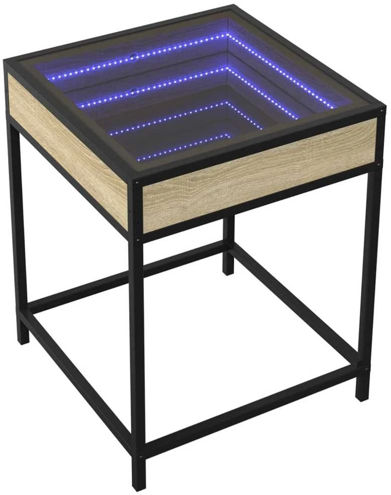 Naktinis staliukas su Infinity LED, ąžuolo, 40x40x51cm