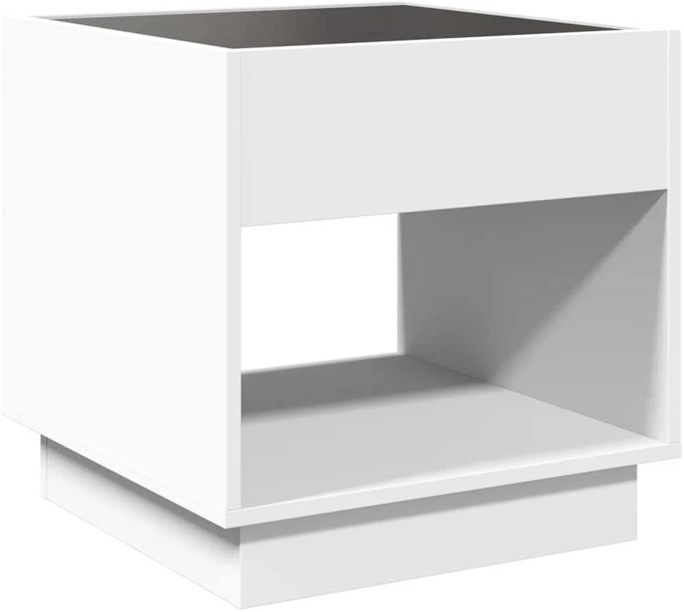 Naktinis staliukas su Infinity LED, baltas, 50x50x50cm