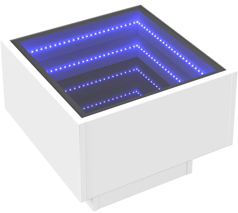 Naktinis staliukas su Infinity LED, baltas, 40x40x30cm