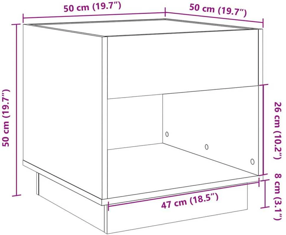Naktinis staliukas su Infinity LED, baltas, 50x50x50cm