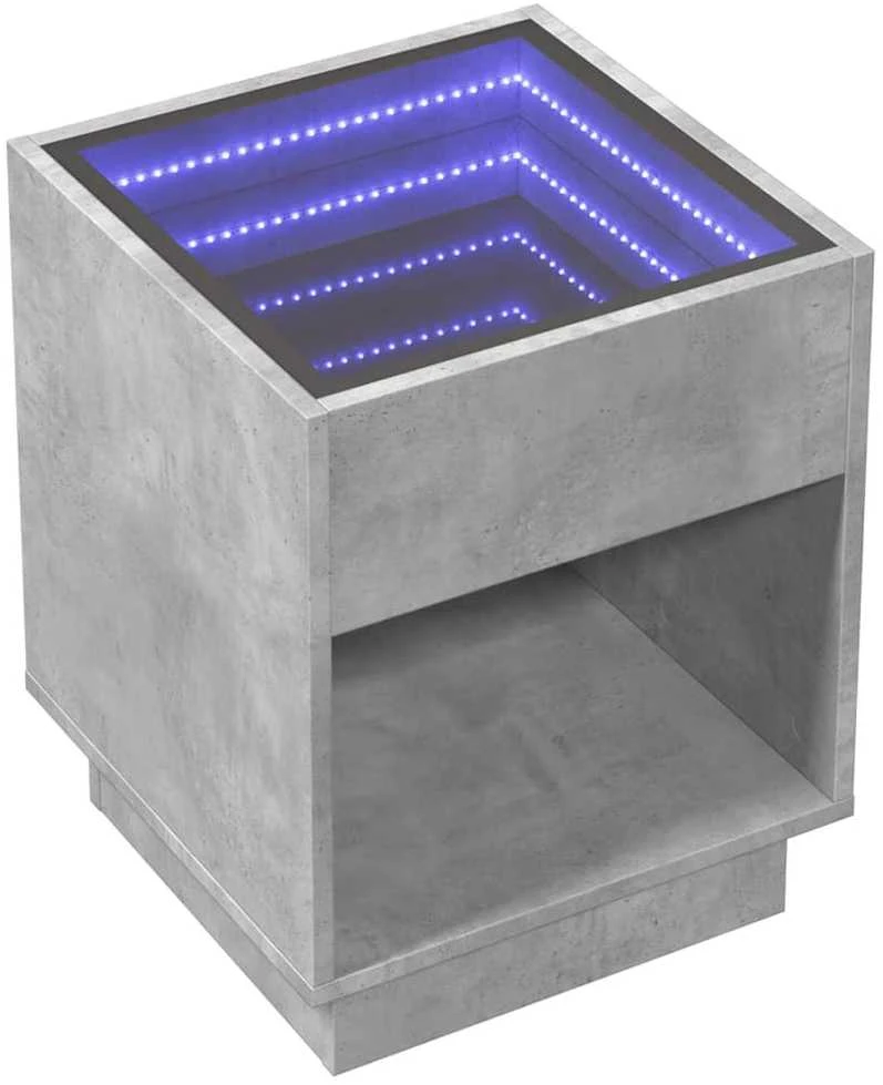 Naktinis staliukas su Infinity LED, betono, 40x40x50cm