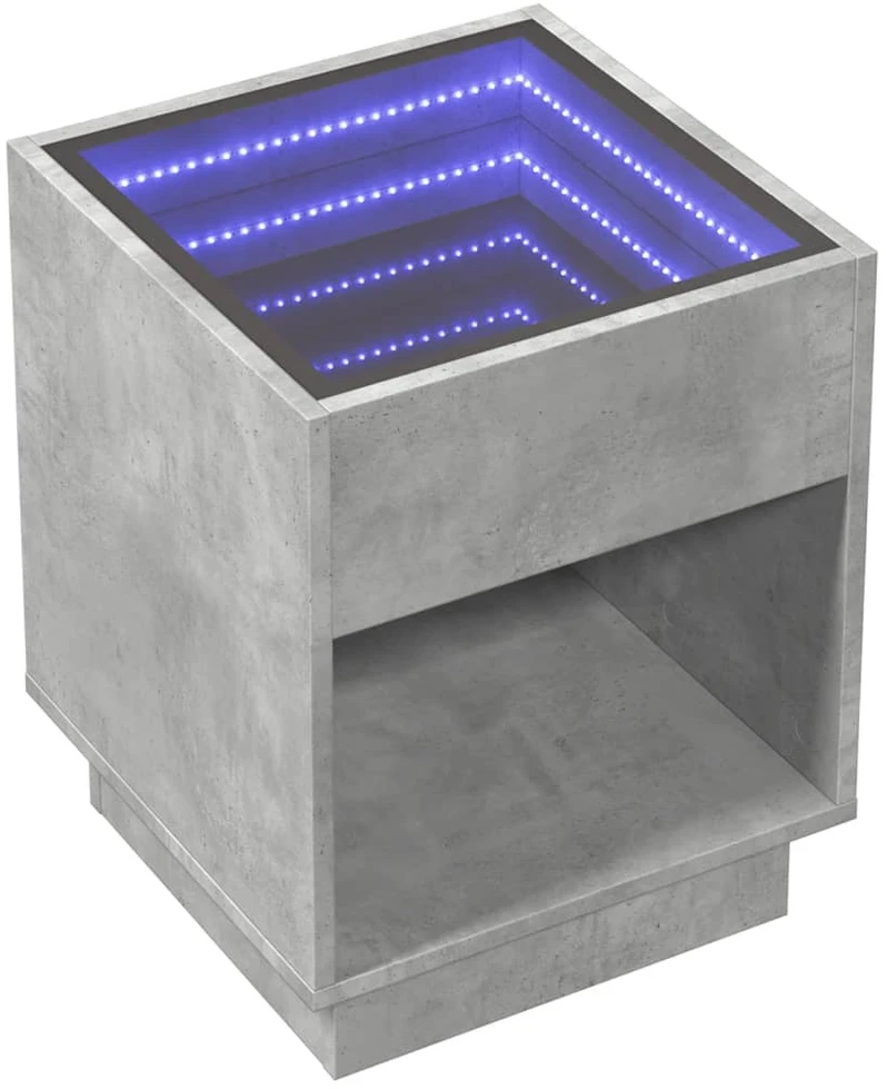 Naktinis staliukas su Infinity LED, betono, 40x40x50cm