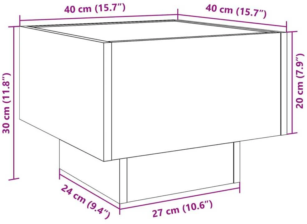 Naktinis staliukas su Infinity LED, dūminio ąžuolo, 40x40x30cm