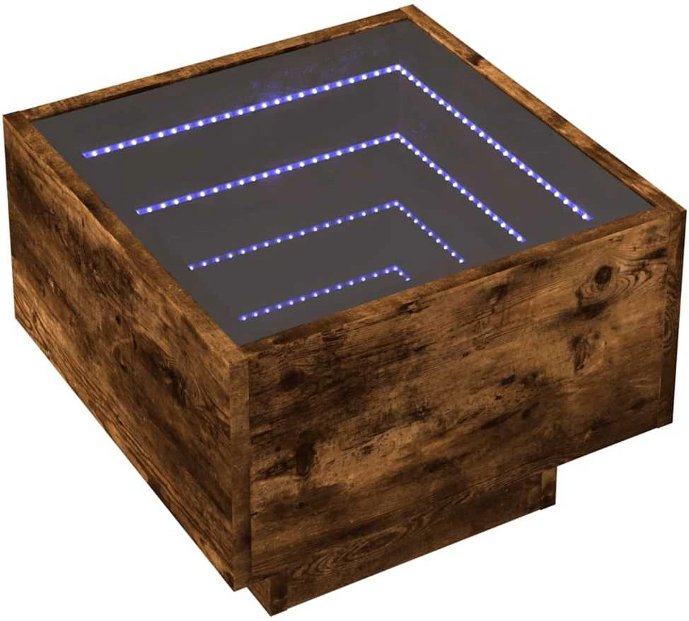 Naktinis staliukas su Infinity LED, dūminio ąžuolo, 40x40x30cm