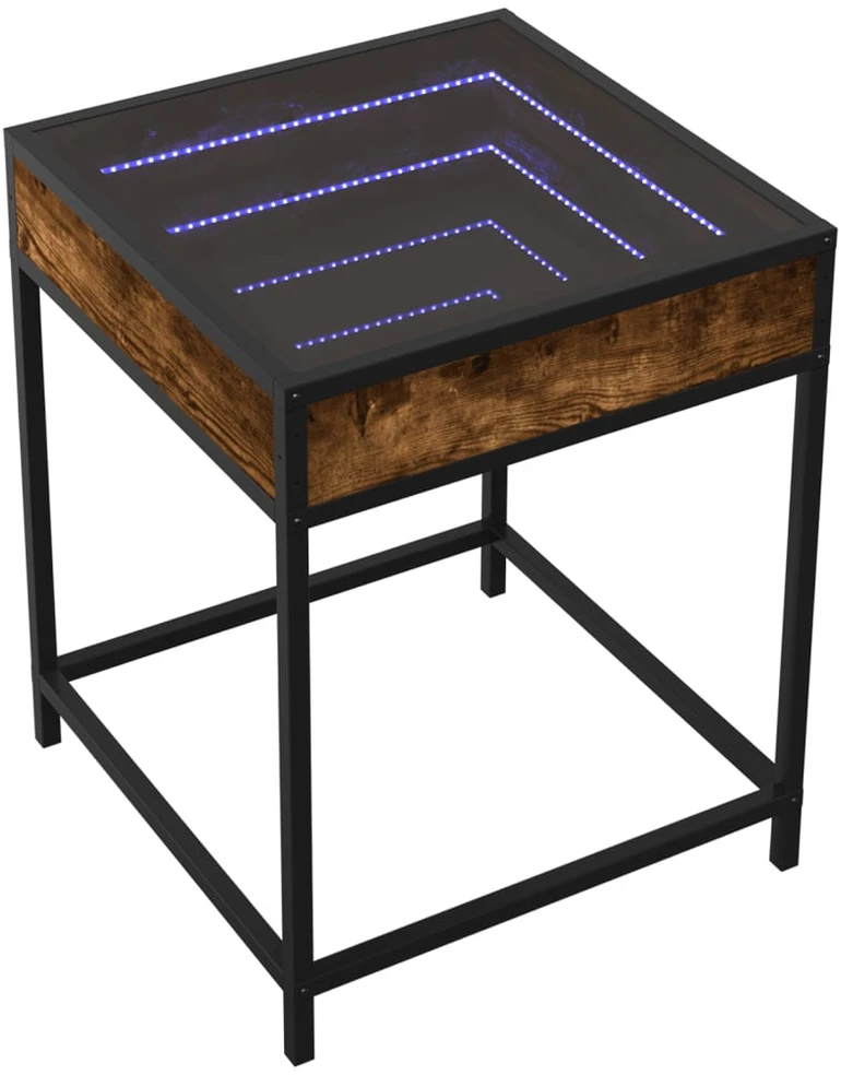 Naktinis staliukas su Infinity LED, dūminio ąžuolo, 40x40x51cm