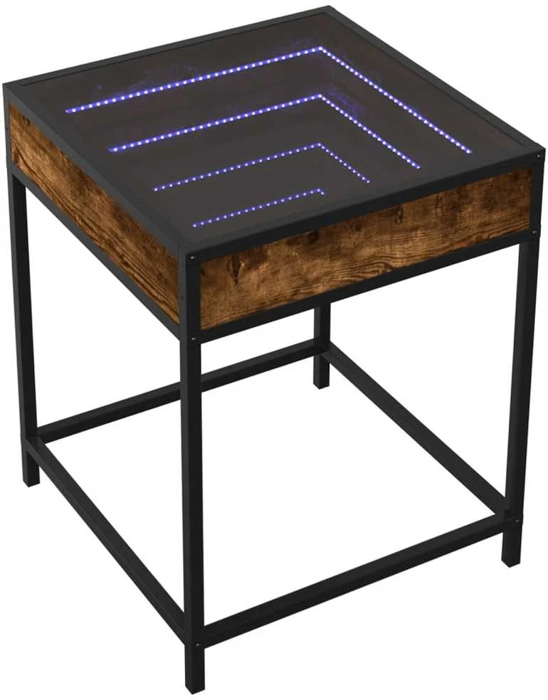 Naktinis staliukas su Infinity LED, dūminio ąžuolo, 40x40x51cm