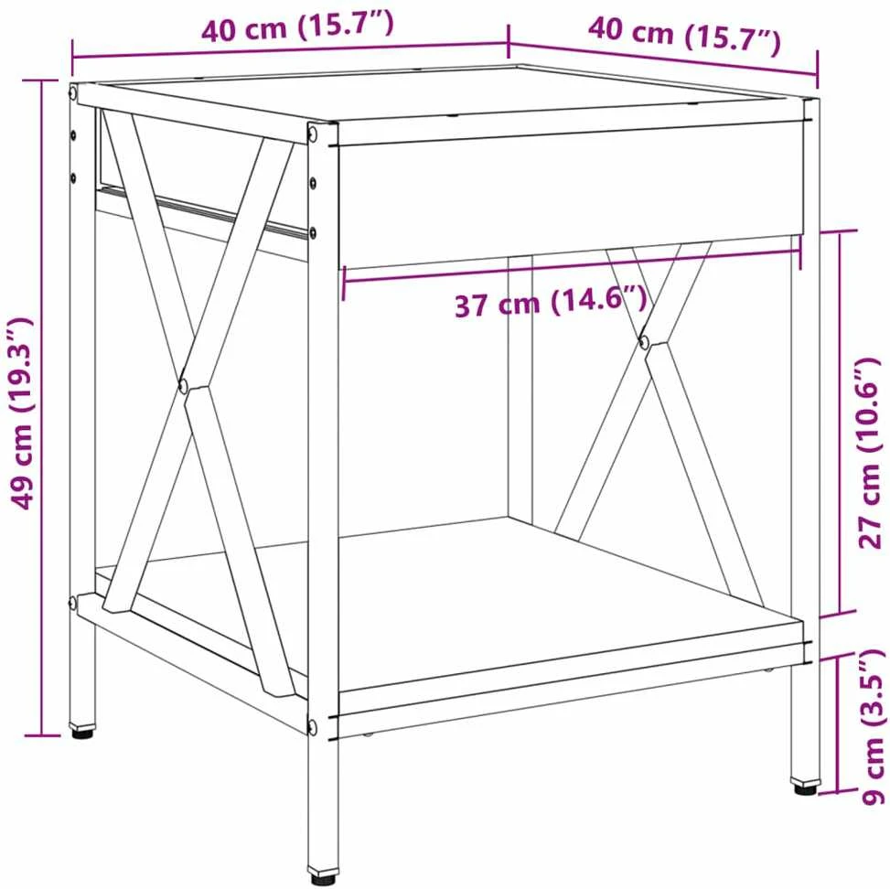 Naktinis staliukas su Infinity LED, juodas, 40x40x49cm