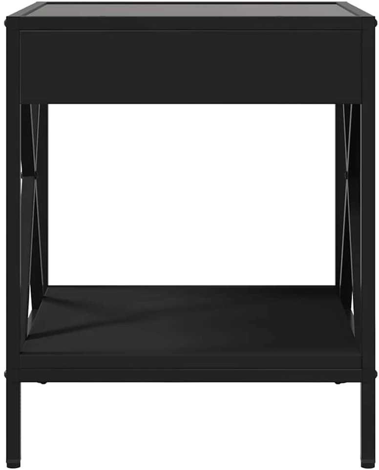 Naktinis staliukas su Infinity LED, juodas, 40x40x49cm