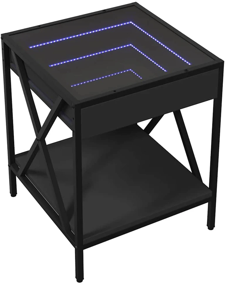 Naktinis staliukas su Infinity LED, juodas, 40x40x49cm