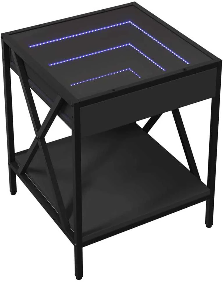 Naktinis staliukas su Infinity LED, juodas, 40x40x49cm
