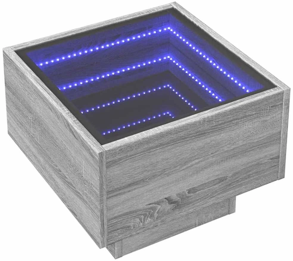 Naktinis staliukas su Infinity LED, pilkas ąžuolo, 40x40x30cm