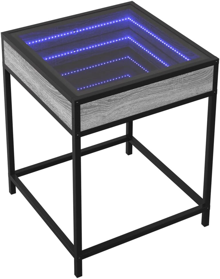 Naktinis staliukas su Infinity LED, pilkas ąžuolo, 40x40x51cm