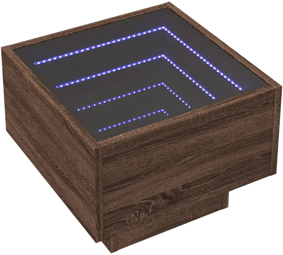Naktinis staliukas su Infinity LED, rudas ąžuolo, 40x40x30cm