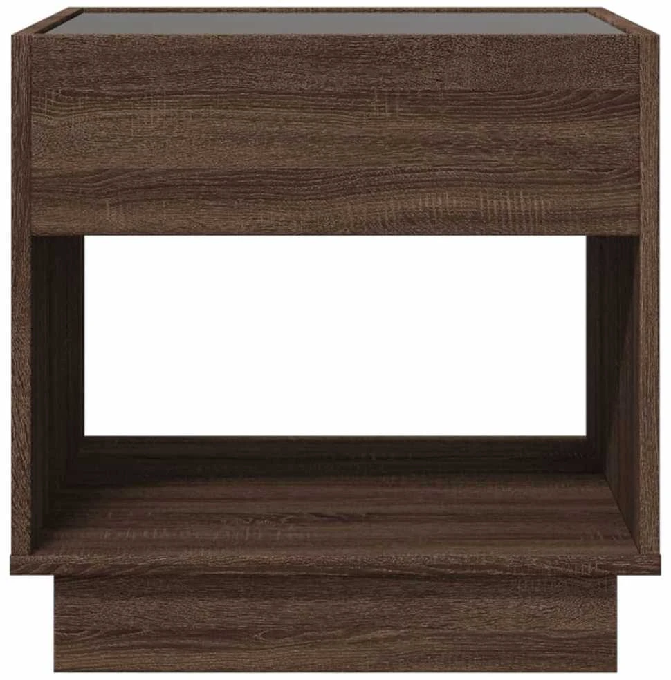 Naktinis staliukas su Infinity LED, rudas ąžuolo, 50x50x50cm