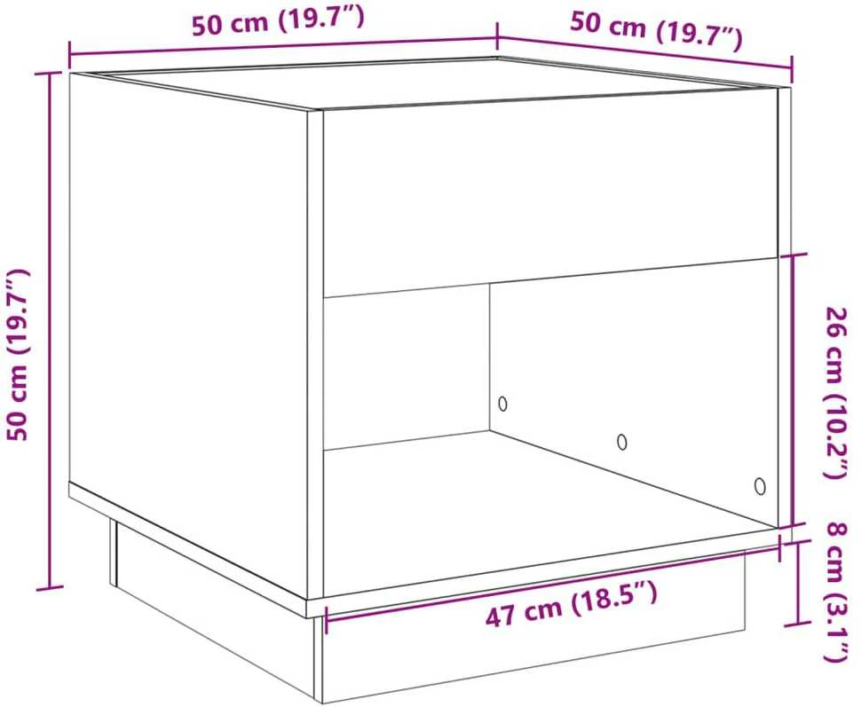 Naktinis staliukas su Infinity LED, rudas ąžuolo, 50x50x50cm