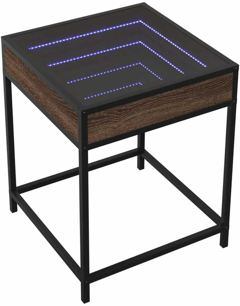 Naktinis staliukas su Infinity LED, rudo ąžuolo, 40x40x51cm