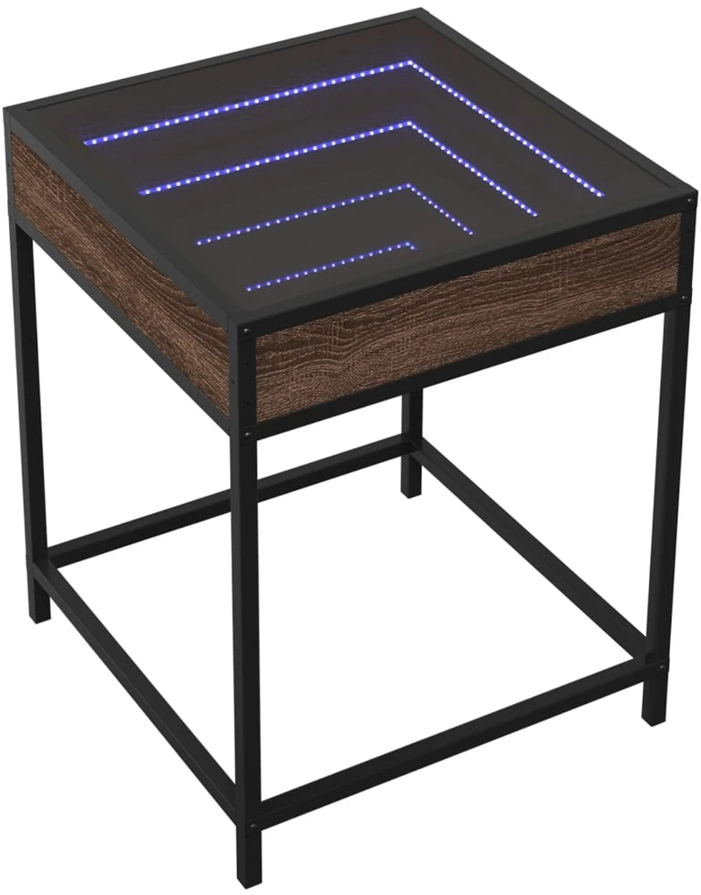 Naktinis staliukas su Infinity LED, rudo ąžuolo, 40x40x51cm