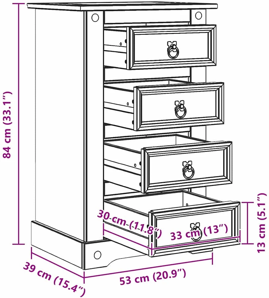 Naktinis staliukas su stalčių Corona Balta 53 x 39 x 84 cm
