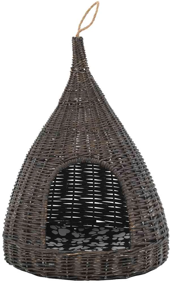 Namelis katėms su pagalv., pilkas, 40x60cm, gluosnis, tipi diz.