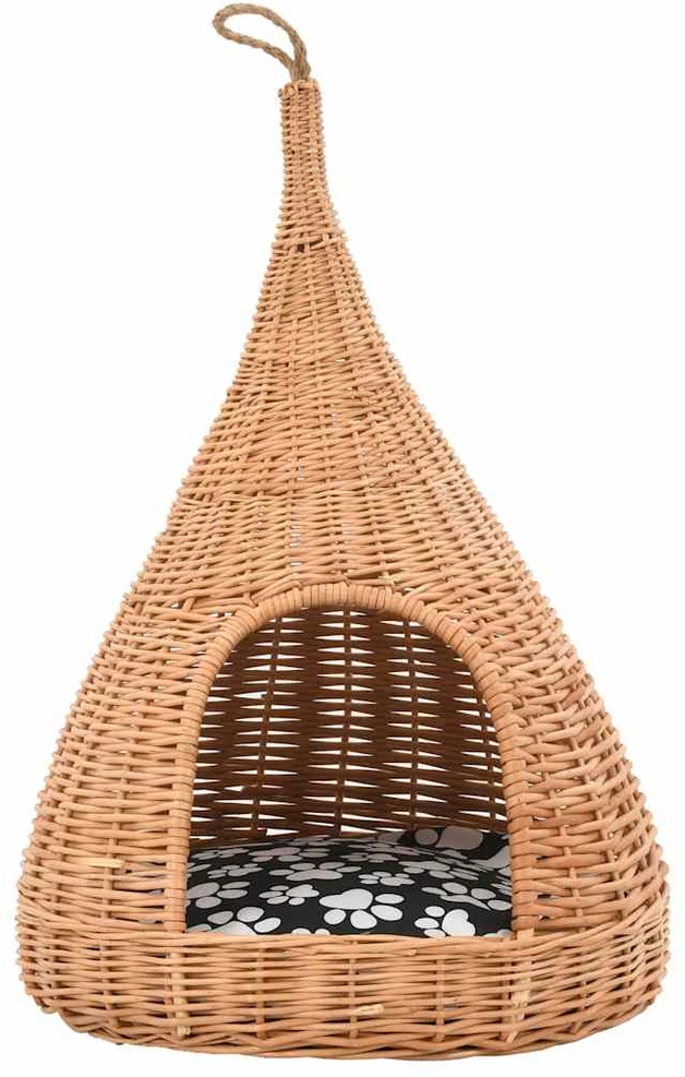 Namelis katėms su pagalvėle, 40x60cm, natūralus gluosnis, tipis