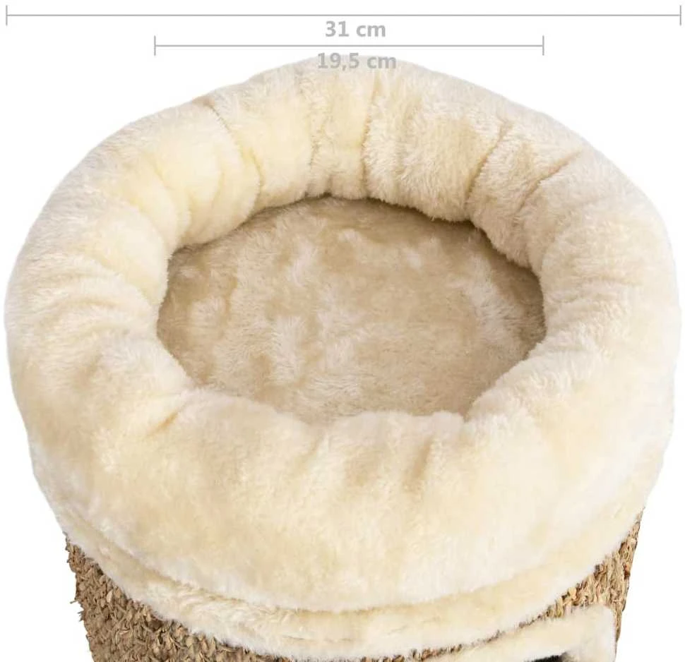 Namelis katėms su prabangia pagalvėle, 33cm, jūros žolė