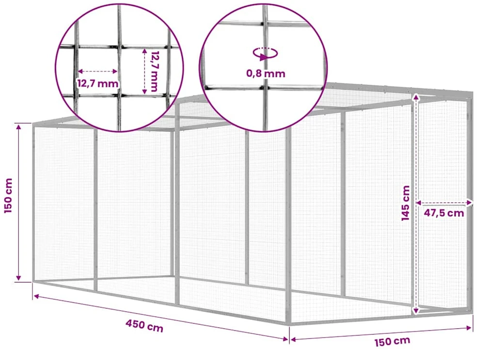 Narvas katėms, 4,5x1,5x1,5m, galvanizuotas plienas