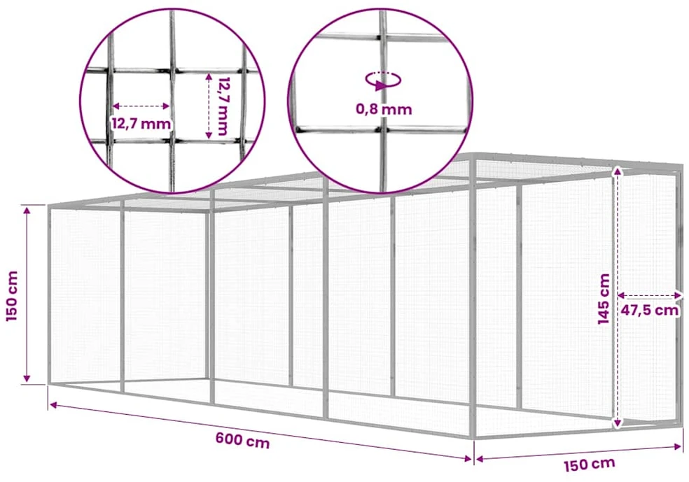 Narvas katėms, 6x1,5x1,5m, galvanizuotas plienas