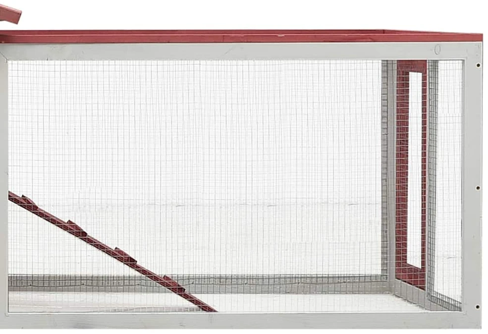 Narvas triušiams, raudonas, 310x70x87 cm, pušies/eglės masyvas