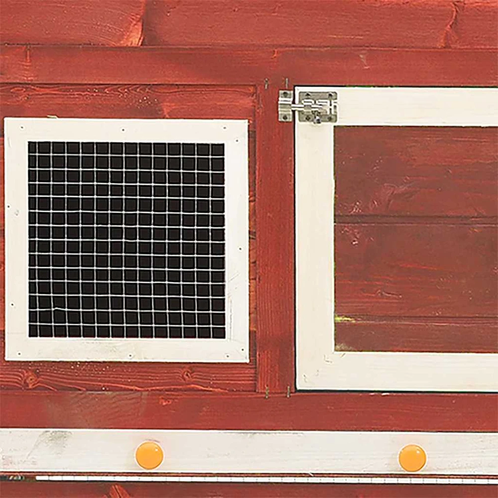 Narvas triušiams, raudonas/baltas, 140x63x120cm, eglės masyvas