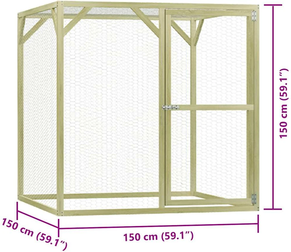 Narvas viščiukams, 1,5x1,5x1,5m, impregnuota pušies mediena