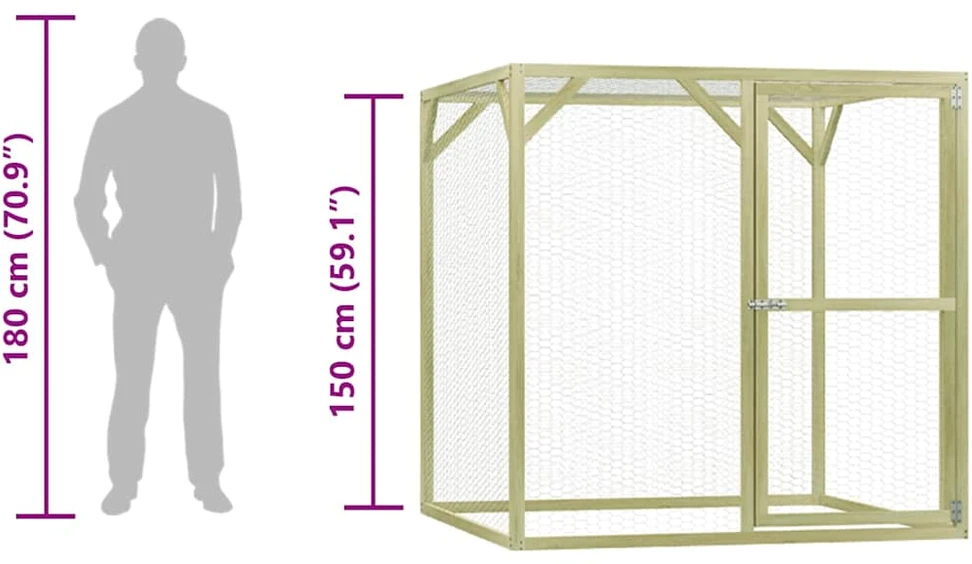 Narvas viščiukams, 1,5x1,5x1,5m, impregnuota pušies mediena