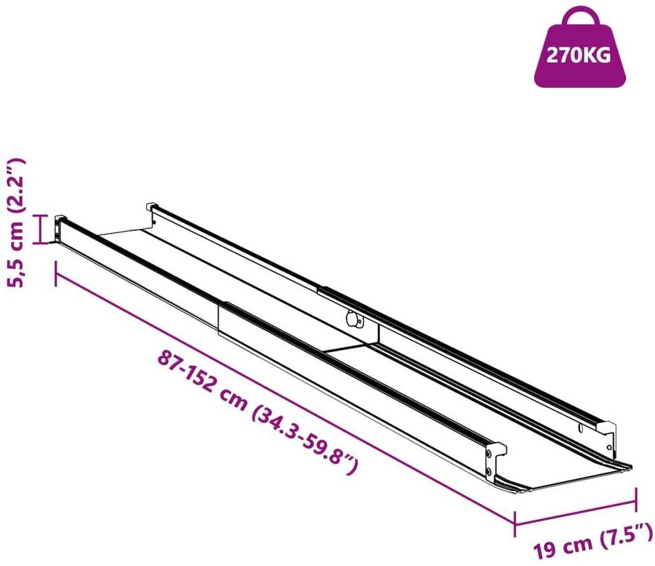 Vežimėlio rampos 270 kg 2 vnt. Juoda 270 kg vienam sėdynėje