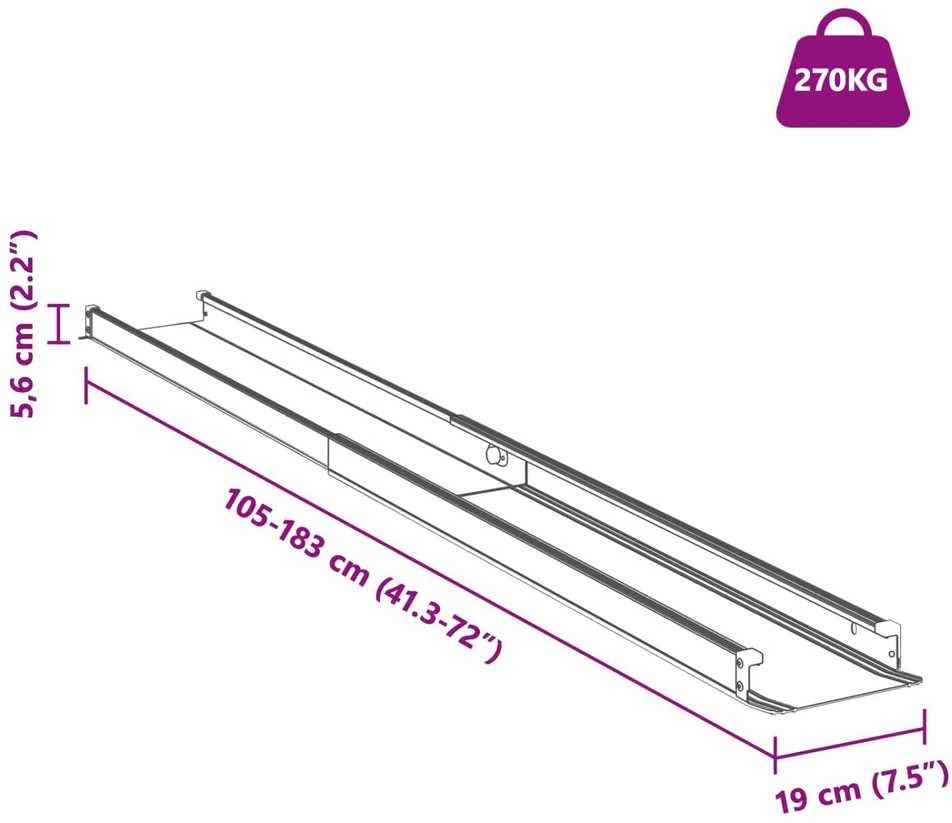 Keltuvas vežimėliams 270 kg 2 pcs Juoda 183 x 19 x 5,6 cm
