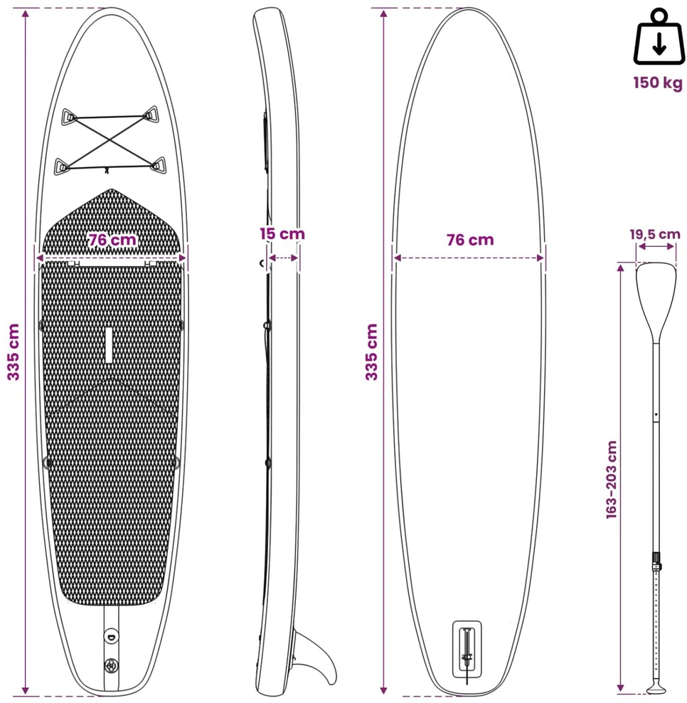 Pripučiamas Stand Up Paddle Board HYDROS 335 x 76 x 15 cm