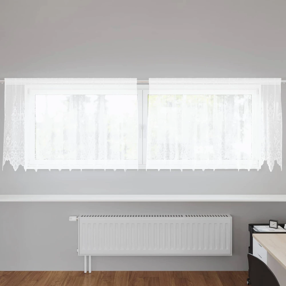 Nėrinių Užuolaida Balta 120 x 300 cm Poliesteris