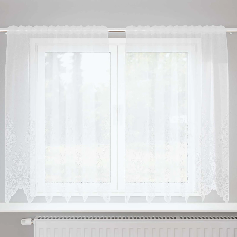 Nėrinių Užuolaida Balta 180 x 150 cm Poliesteris