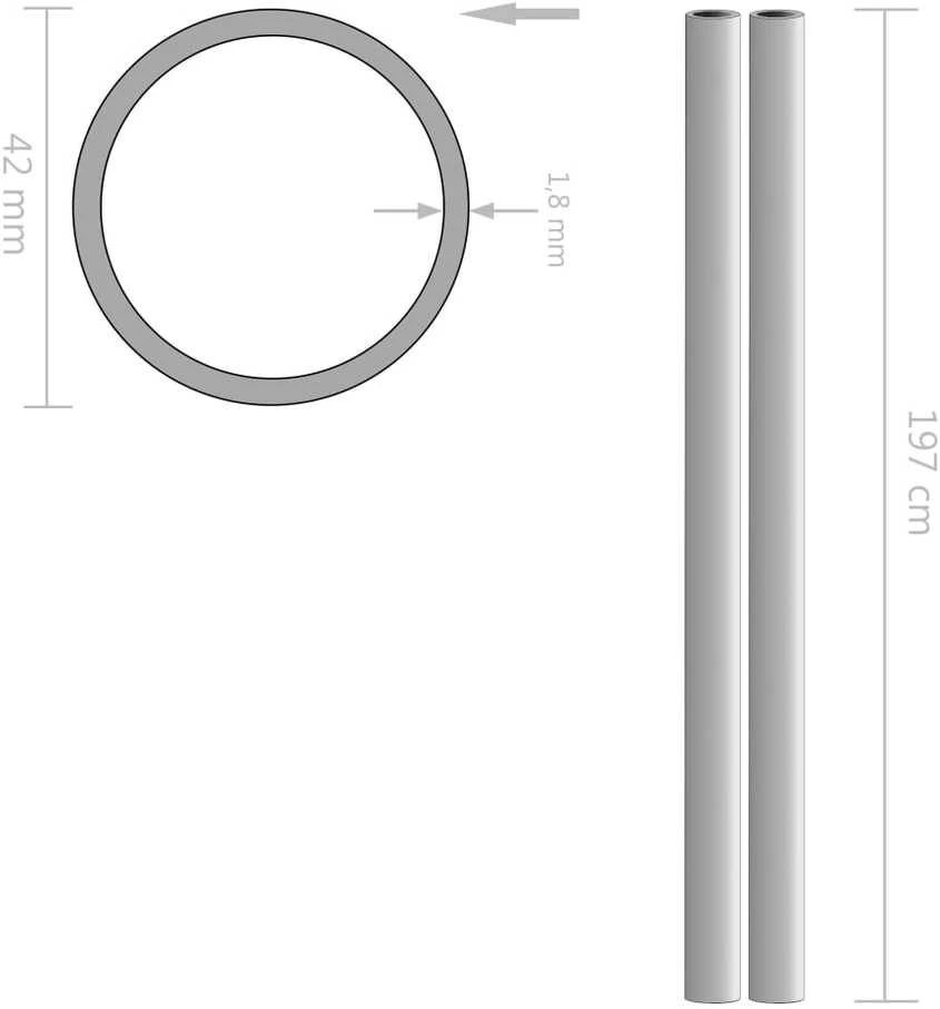 Nerūd. plieno vamzdžiai, 2vnt., 2m, skersm. 42x1,8mm, V2A, apv.