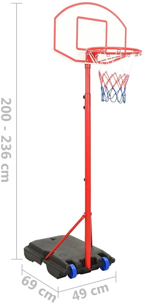 Nešiojamas krepšinio rinkinys, 200–236cm, reguliuojamas
