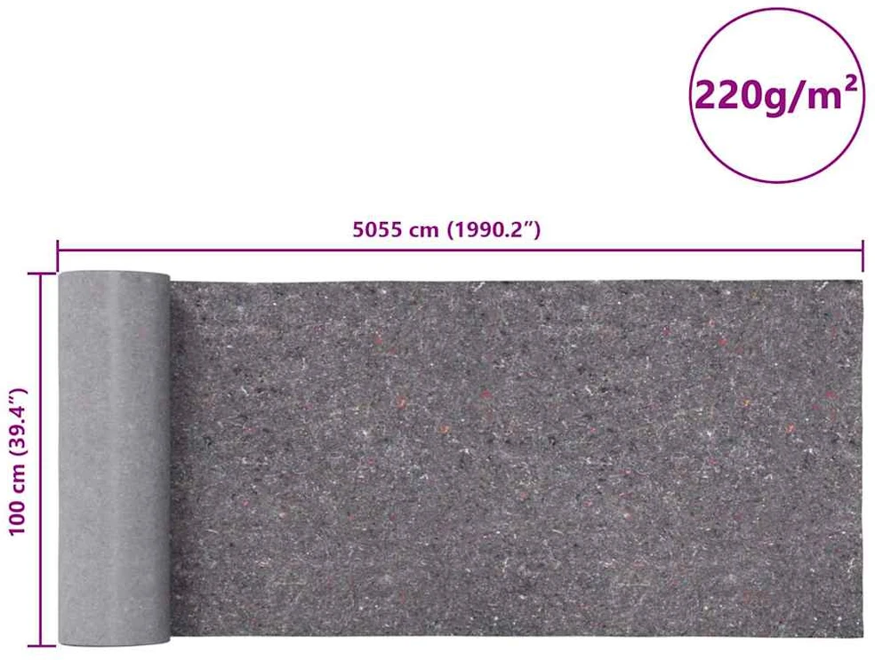 Neslidžios dažytojo vilnos 2 vnt 50 m 220 g/m² Pilka